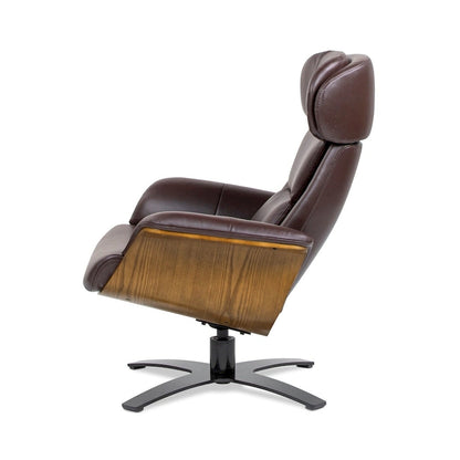 Jovan 31.5  Curved Wood Genuine Leather Recliner Lounge Chair