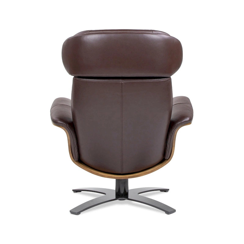 Jovan 31.5  Curved Wood Genuine Leather Recliner Lounge Chair
