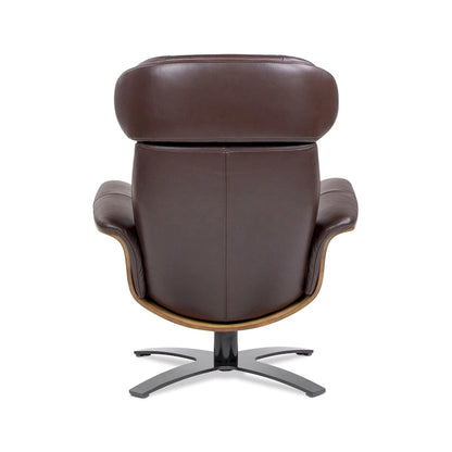 Jovan 31.5  Curved Wood Genuine Leather Recliner Lounge Chair