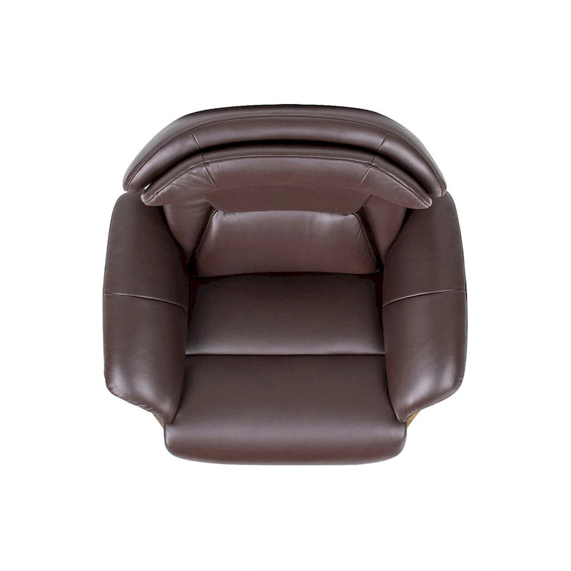 Jovan 31.5  Curved Wood Genuine Leather Recliner Lounge Chair