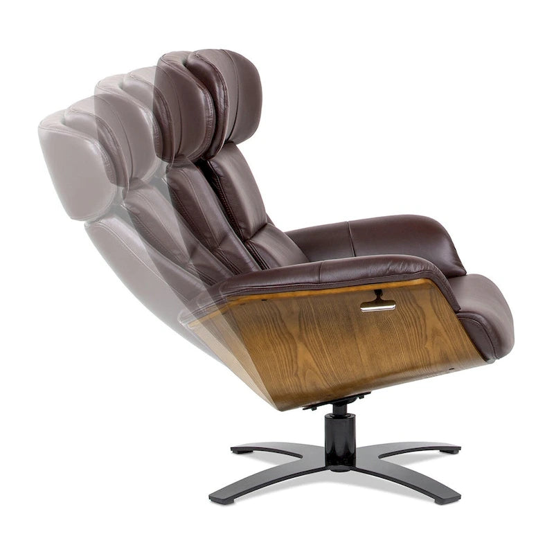Jovan 31.5  Curved Wood Genuine Leather Recliner Lounge Chair