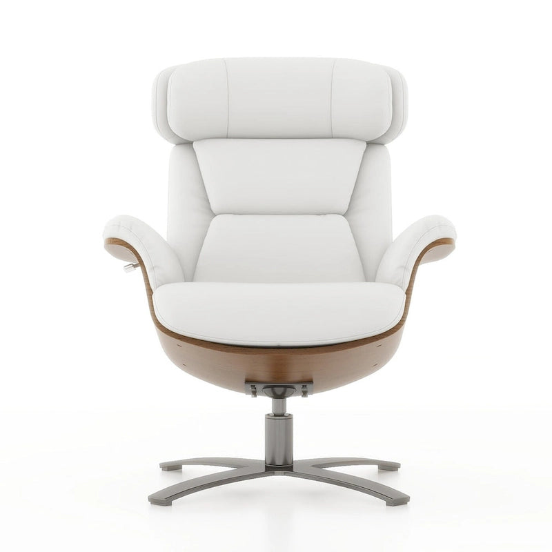 Jovan 31.5  Curved Wood Genuine Leather Recliner Lounge Chair