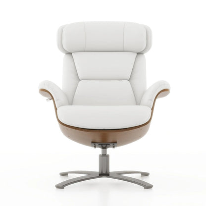 Jovan 31.5  Curved Wood Genuine Leather Recliner Lounge Chair
