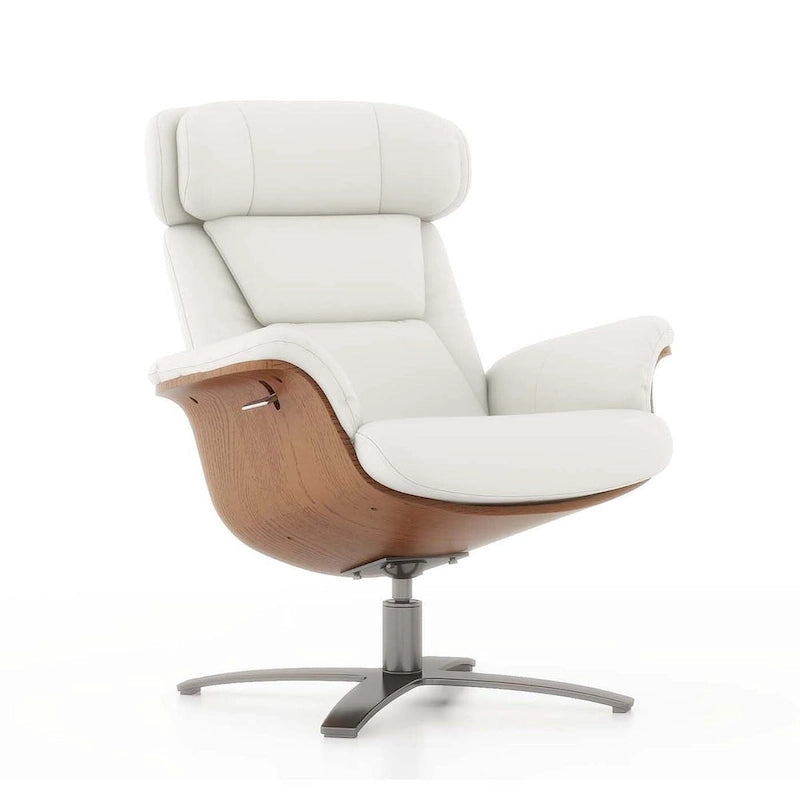 Jovan 31.5  Curved Wood Genuine Leather Recliner Lounge Chair