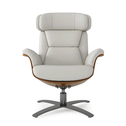 Jovan 31.5  Curved Wood Genuine Leather Recliner Lounge Chair