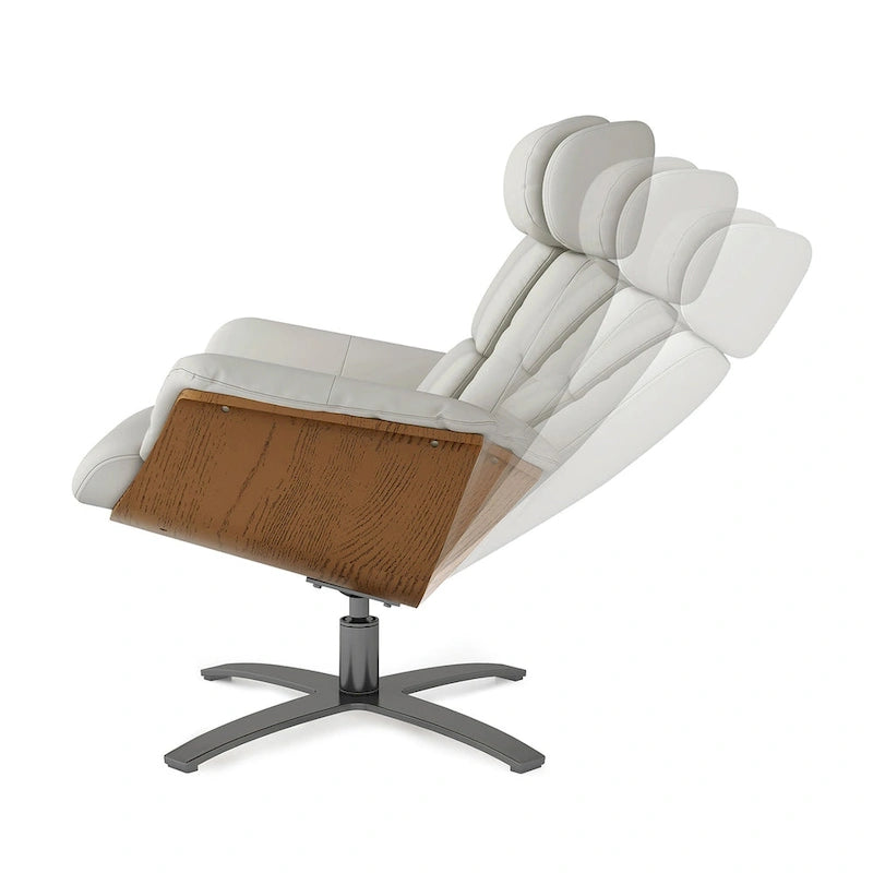 Jovan 31.5  Curved Wood Genuine Leather Recliner Lounge Chair