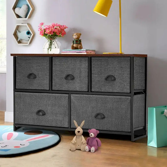   5 Drawers Dresser Storage Unit Side Table Display Organizer Dorm