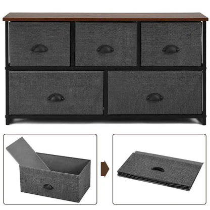 5 Drawers Dresser Storage Unit Side Table Display Organizer Dorm