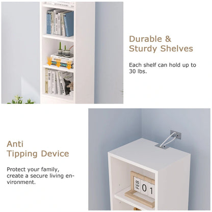 70.9 Inches Tall Bathroom Narrow Linen Cabinet, 8 Tiers Solid Wood Freestanding Storage Cabinet