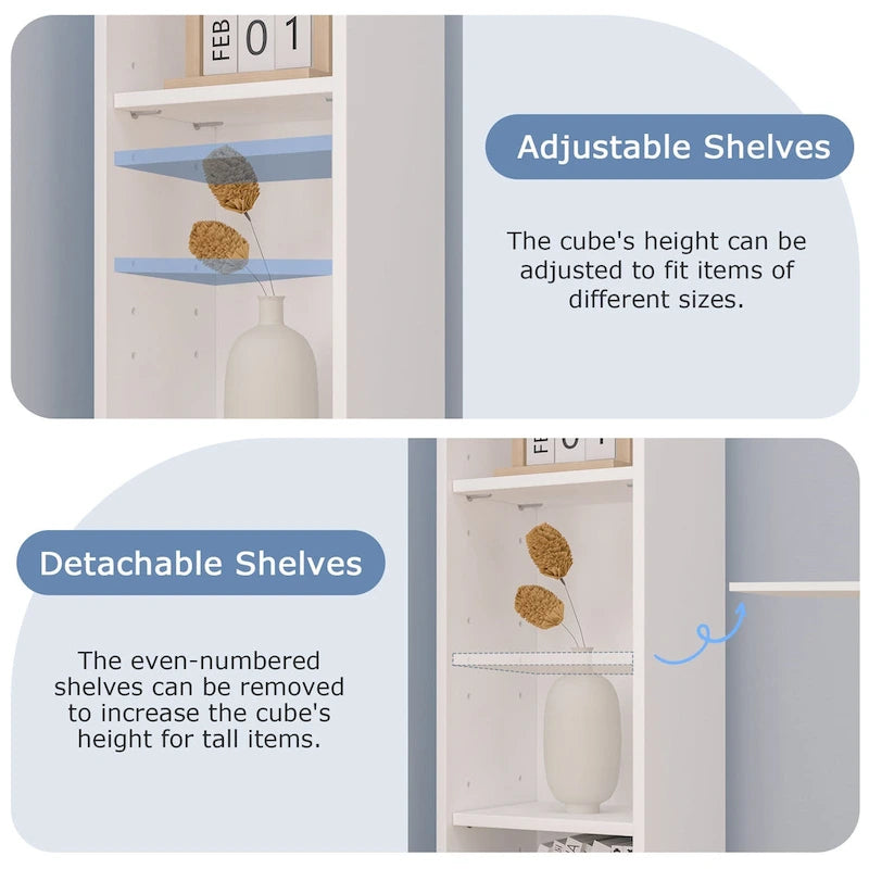70.9 Inches Tall Bathroom Narrow Linen Cabinet, 8 Tiers Solid Wood Freestanding Storage Cabinet