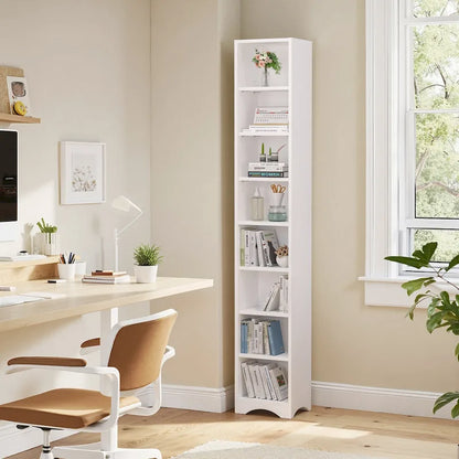 70.9 Inches Tall Bathroom Narrow Linen Cabinet, 8 Tiers Solid Wood Freestanding Storage Cabinet