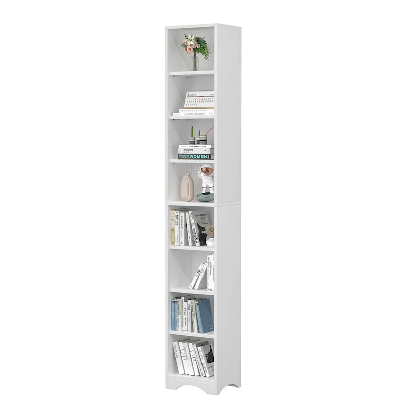 70.9 Inches Tall Bathroom Narrow Linen Cabinet, 8 Tiers Solid Wood Freestanding Storage Cabinet