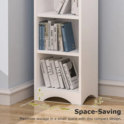 70.9 Inches Tall Bathroom Narrow Linen Cabinet, 8 Tiers Solid Wood Freestanding Storage Cabinet