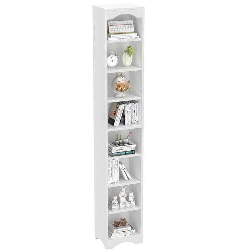70.9 Inches Tall Bathroom Narrow Linen Cabinet, 8 Tiers Solid Wood Freestanding Storage Cabinet