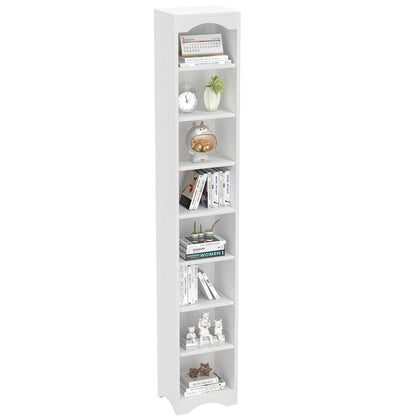 70.9 Inches Tall Bathroom Narrow Linen Cabinet, 8 Tiers Solid Wood Freestanding Storage Cabinet