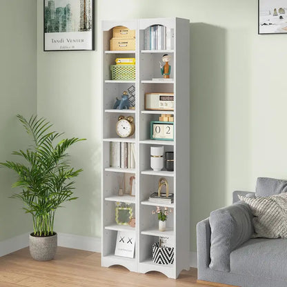 70.9 Inches Tall Bathroom Narrow Linen Cabinet, 8 Tiers Solid Wood Freestanding Storage Cabinet