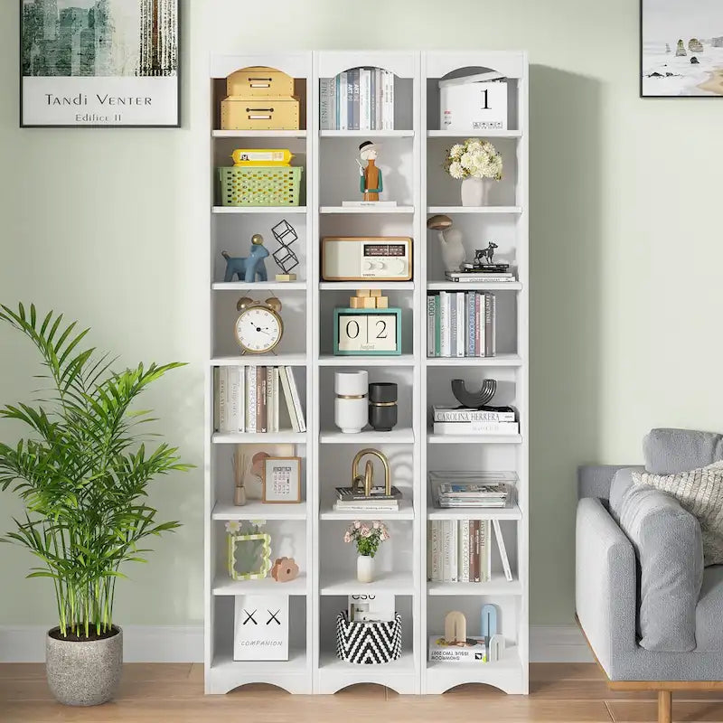 70.9 Inches Tall Bathroom Narrow Linen Cabinet, 8 Tiers Solid Wood Freestanding Storage Cabinet