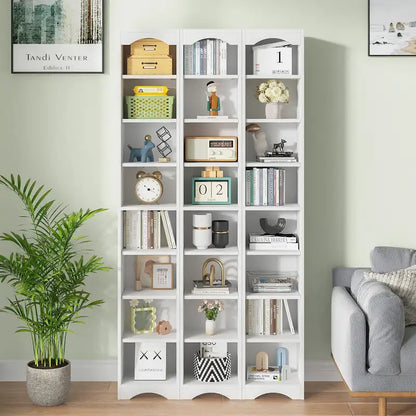 70.9 Inches Tall Bathroom Narrow Linen Cabinet, 8 Tiers Solid Wood Freestanding Storage Cabinet