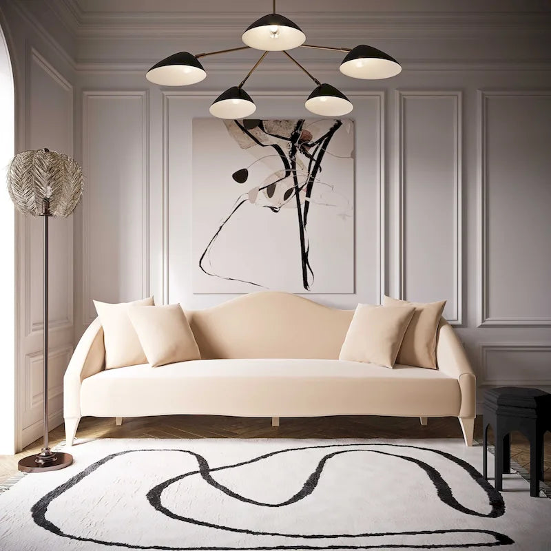 Naya Velvet Sofa - 96 W x 36.2 D x 34.3 H - 96 W x 36.2 D x 34.3 H