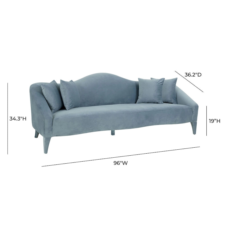 Naya Velvet Sofa - 96 W x 36.2 D x 34.3 H - 96 W x 36.2 D x 34.3 H