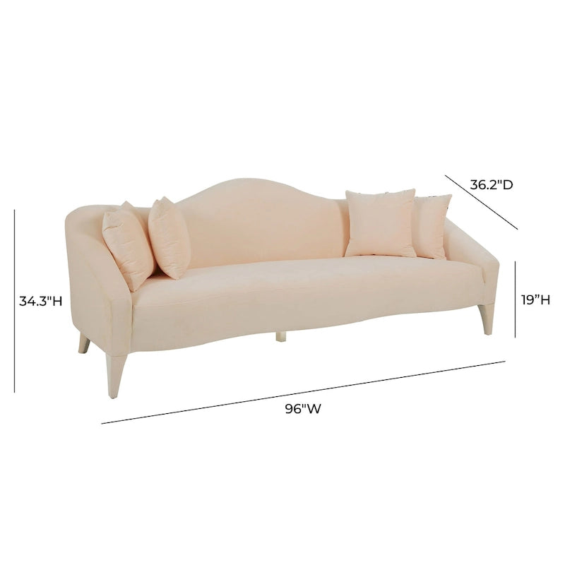 Naya Velvet Sofa - 96 W x 36.2 D x 34.3 H - 96 W x 36.2 D x 34.3 H