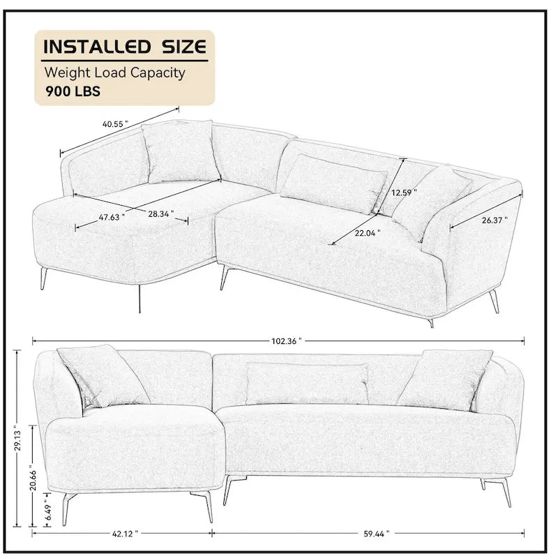 Williamspace 102  L Shape Sectional Sofa Couch