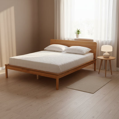 Efren Mid-Century Modern Honey Oak Finished Wood Full Size Bed Frame