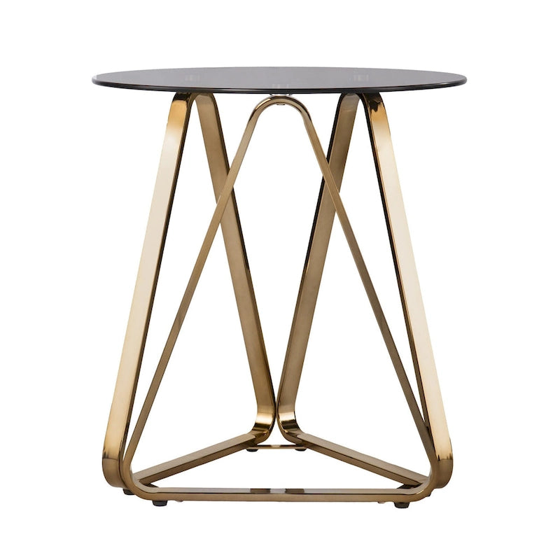 24  Champagne Glass And Iron Round End Table - 22x22x24.25
