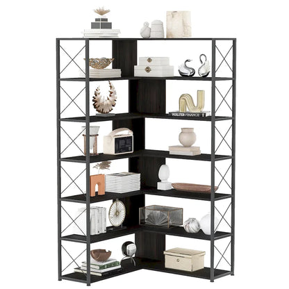 L-Shaped Corner 7-Tier Bookcase