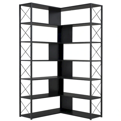 L-Shaped Corner 7-Tier Bookcase