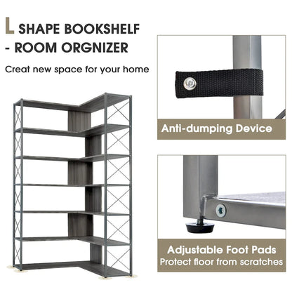 L-Shaped Corner 7-Tier Bookcase