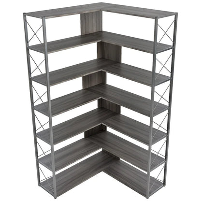 L-Shaped Corner 7-Tier Bookcase