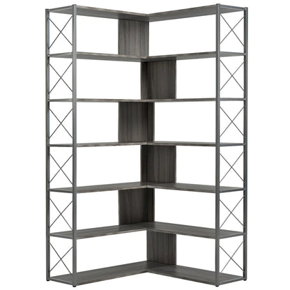 L-Shaped Corner 7-Tier Bookcase
