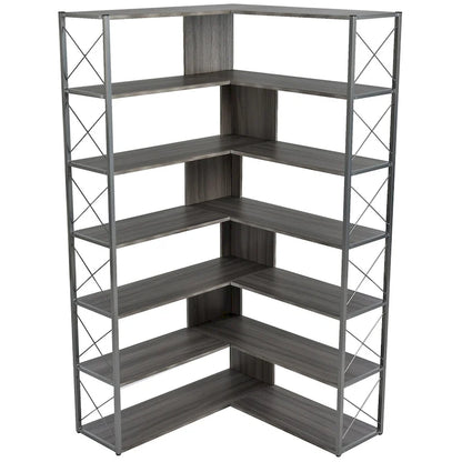 L-Shaped Corner 7-Tier Bookcase