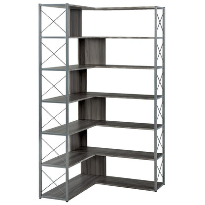 L-Shaped Corner 7-Tier Bookcase