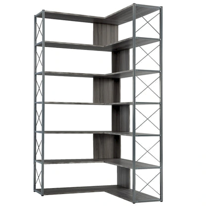 L-Shaped Corner 7-Tier Bookcase