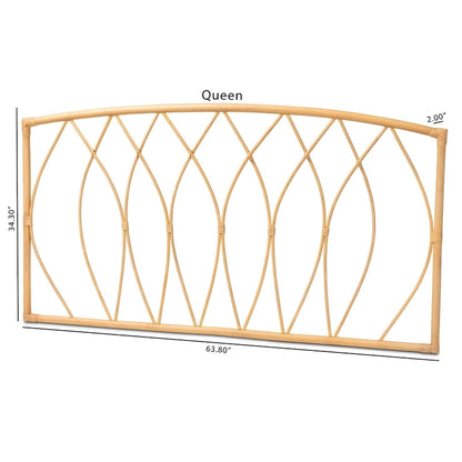 Halia Modern Bohemian Natural Rattan Wall-mountable Headboard-Queen