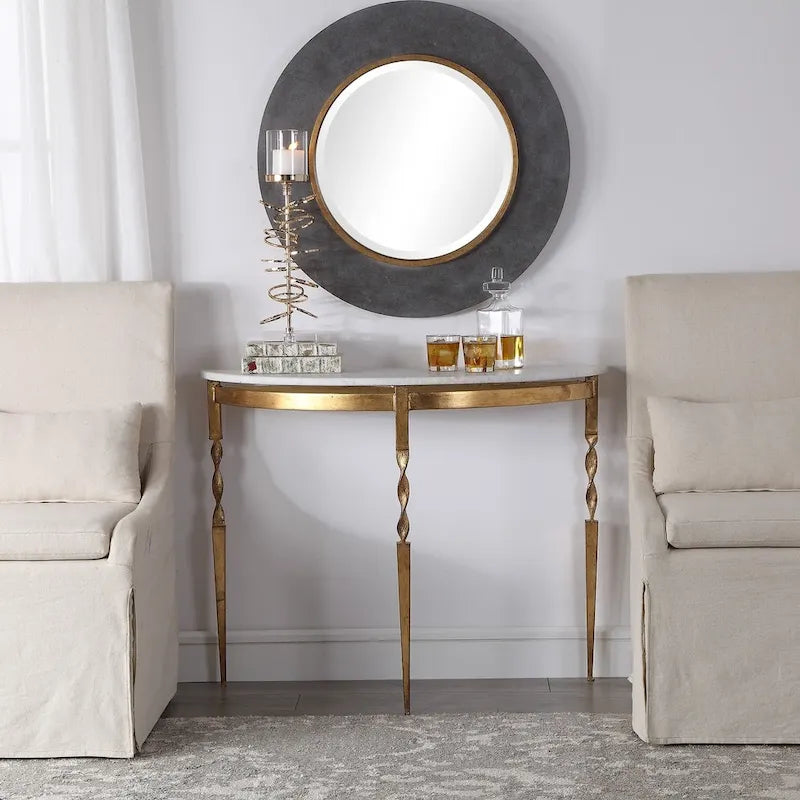 Imelda Gold Demilune Console Table