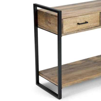WYNDENHALL Lawson SOLID MANGO WOOD and Metal 54 inch Wide Modern Industrial Console Sofa Table in Natural - 55 W x 16 D x 32 H