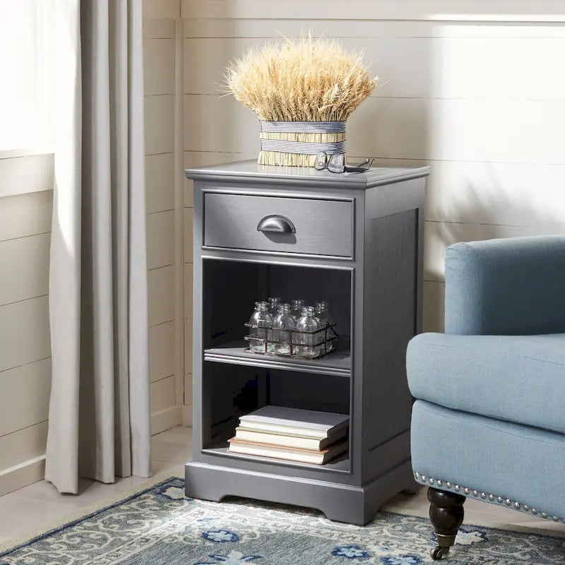   Clemie Grey Storage Side Table - 17.7  x 13.8  x 29.9  - 18Wx14Dx30H