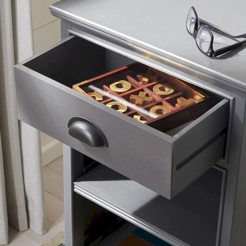 Clemie Grey Storage Side Table - 17.7  x 13.8  x 29.9  - 18Wx14Dx30H
