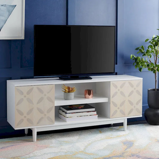   Krysta 3 Shelf Patterned Media Stand - 54  W x 15  D x 22  H - 54Wx15Dx22H