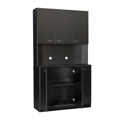 Rustic Farmhouse Tall Wardrobe, Armoire with Shelves, Open Compartment and Drawer, Freestanding Storage Closet Wardrobe Cabinet