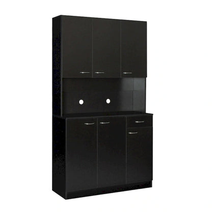 Rustic Farmhouse Tall Wardrobe, Armoire with Shelves, Open Compartment and Drawer, Freestanding Storage Closet Wardrobe Cabinet
