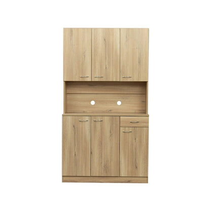 Rustic Farmhouse Tall Wardrobe, Armoire with Shelves, Open Compartment and Drawer, Freestanding Storage Closet Wardrobe Cabinet