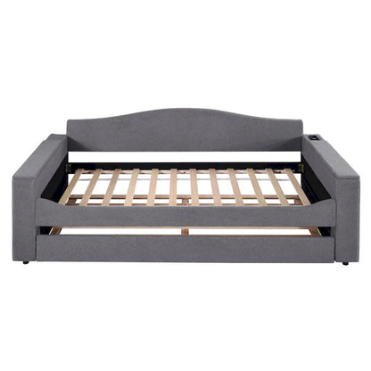 Twin Size UTeddy Fleece Daybed with Storage Armrests andTrundle