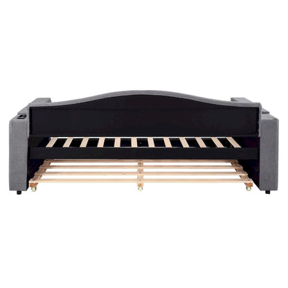 Twin Size UTeddy Fleece Daybed with Storage Armrests andTrundle
