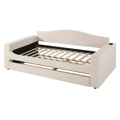 Twin Size UTeddy Fleece Daybed with Storage Armrests andTrundle