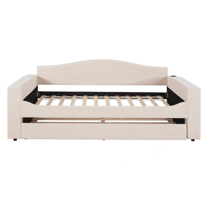 Twin Size UTeddy Fleece Daybed with Storage Armrests andTrundle
