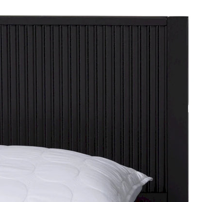 Mid-Century Fluted Wood Platform Bed